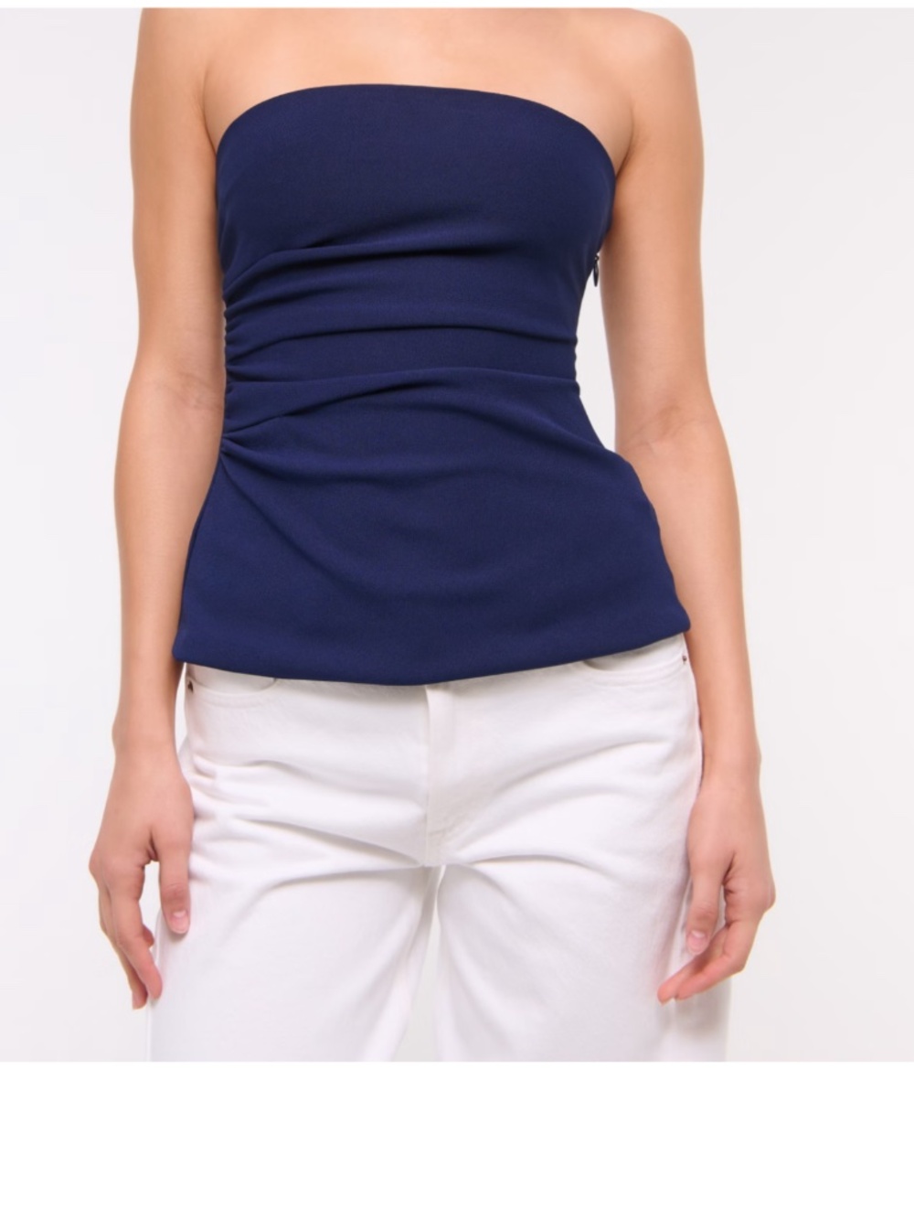 NWT Abercrombie Navy Strapless Peplum Top Small Ruched Tube $50 Retail